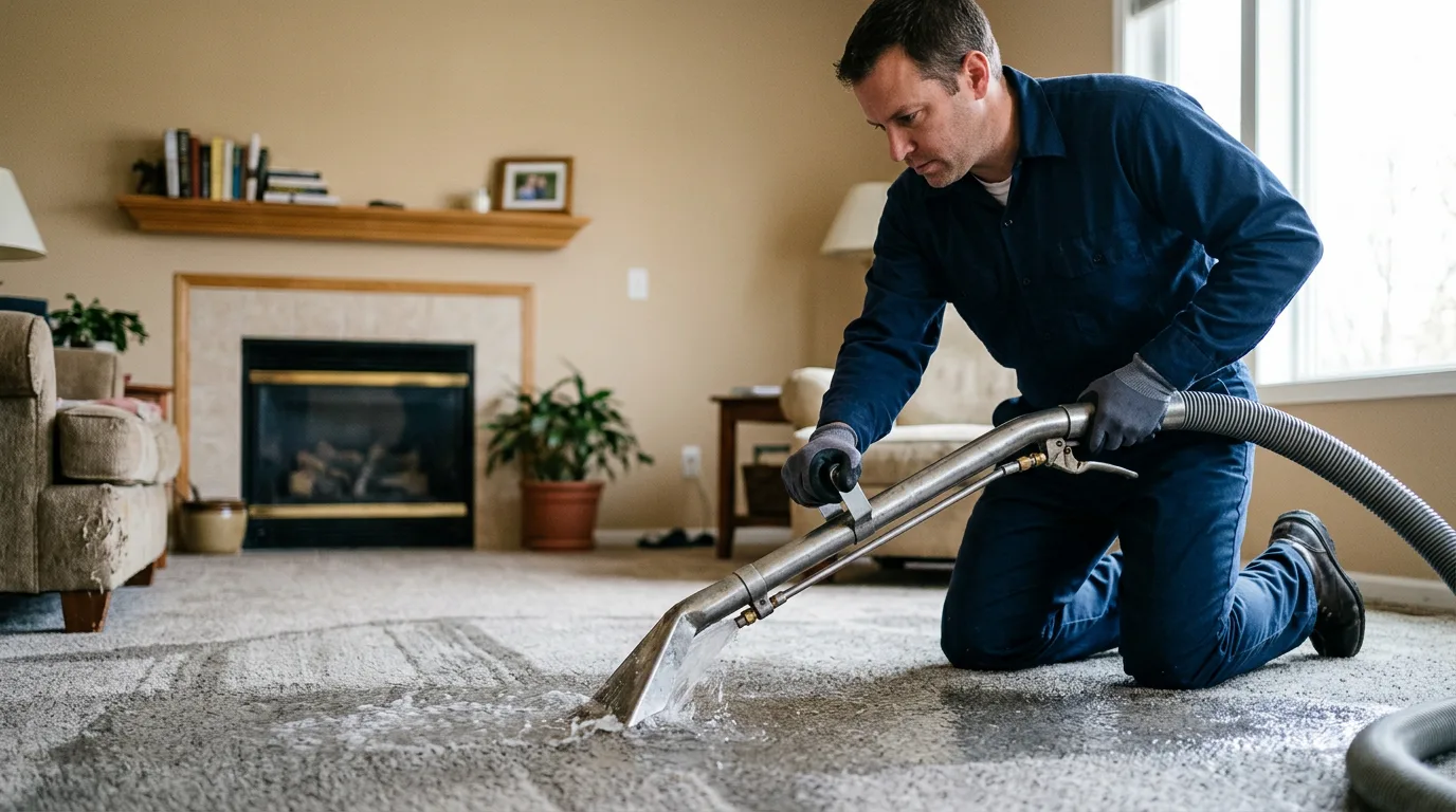 Water damage restoration technician working near Stow, NY